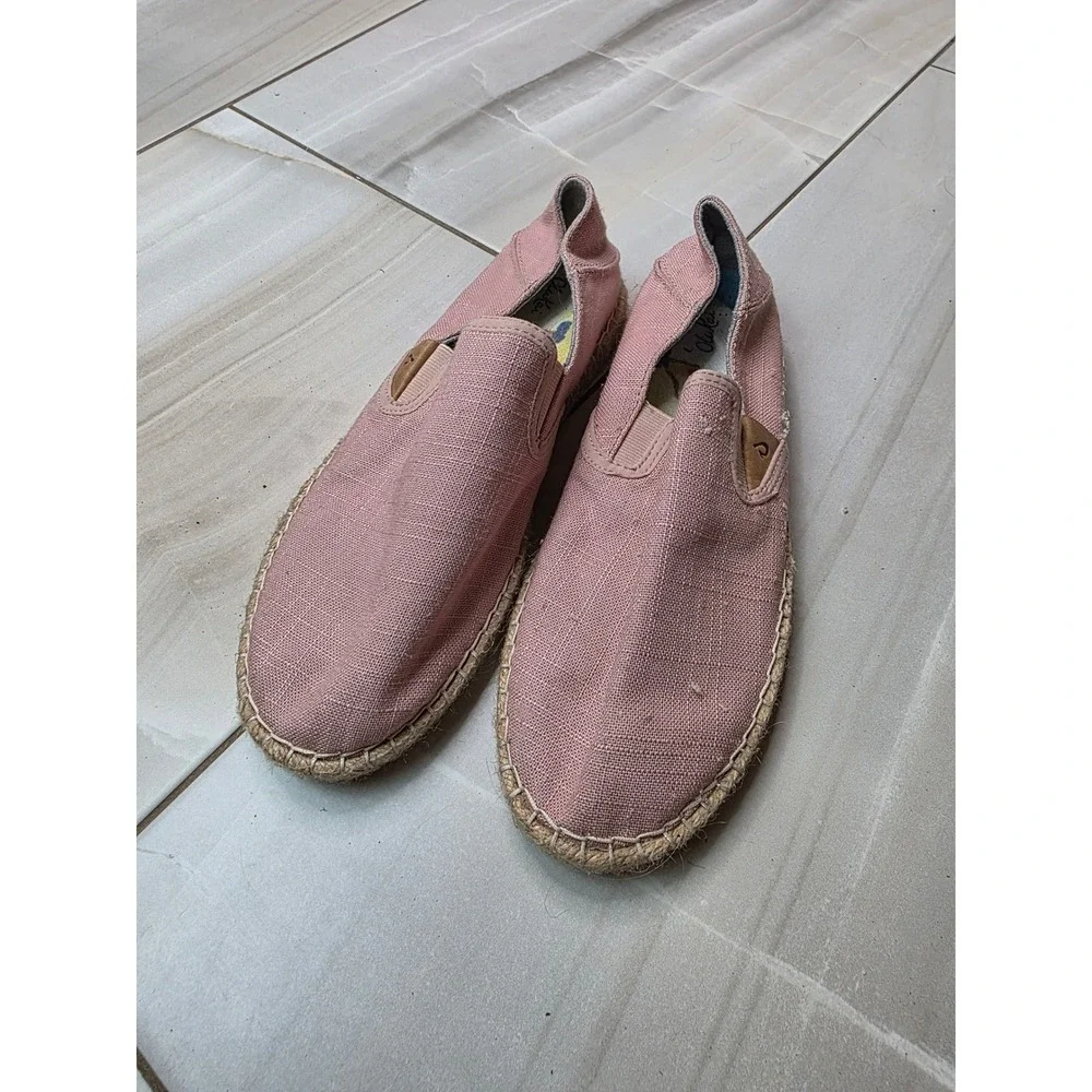 Olukai Kaula Pa'a Kapa Pink Espadrille Slip On Shoes 20449-4L4L‎ Womens 8 A3